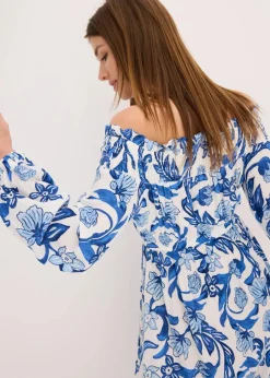 Carmen-Kleid aus strukturierter Viskose