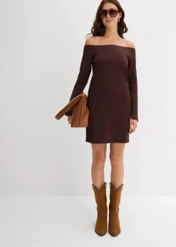 Carmen-Kleid aus strukturiertem Crêpe