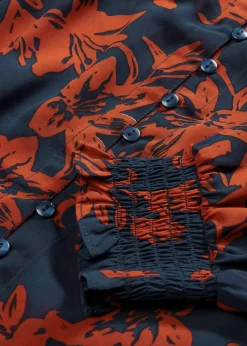 Chiffon Bluse mit Smok-Details