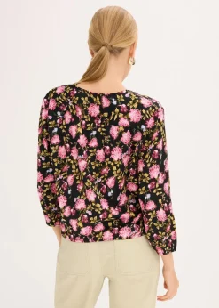 Chiffon-Bluse mit Raffung am Saum