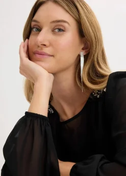 Chiffonbluse mit Strasssteinverzierung