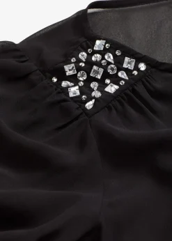 Chiffonbluse mit Strasssteinverzierung