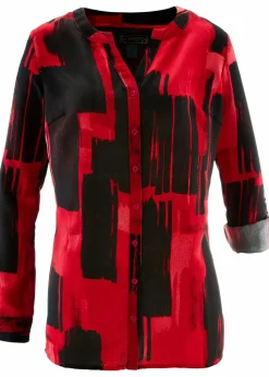 Chiffon-Longbluse mit Druck