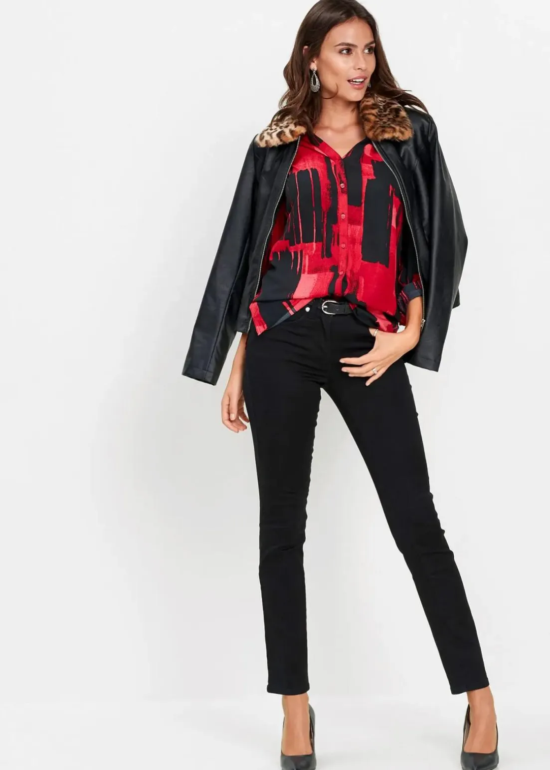 Chiffon-Longbluse mit Druck