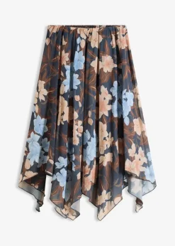 Chiffon-Midirock mit asymmetrischem Saum