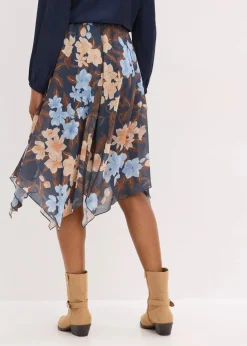 Chiffon-Midirock mit asymmetrischem Saum