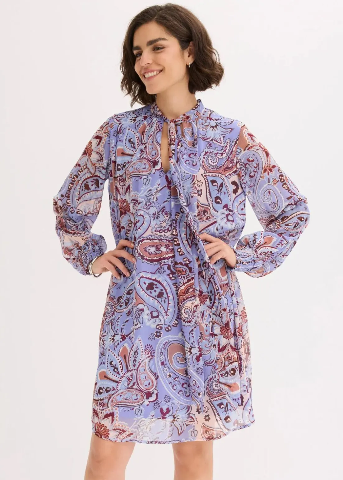 Chiffon-Tunika-Kleid mit Schluppe