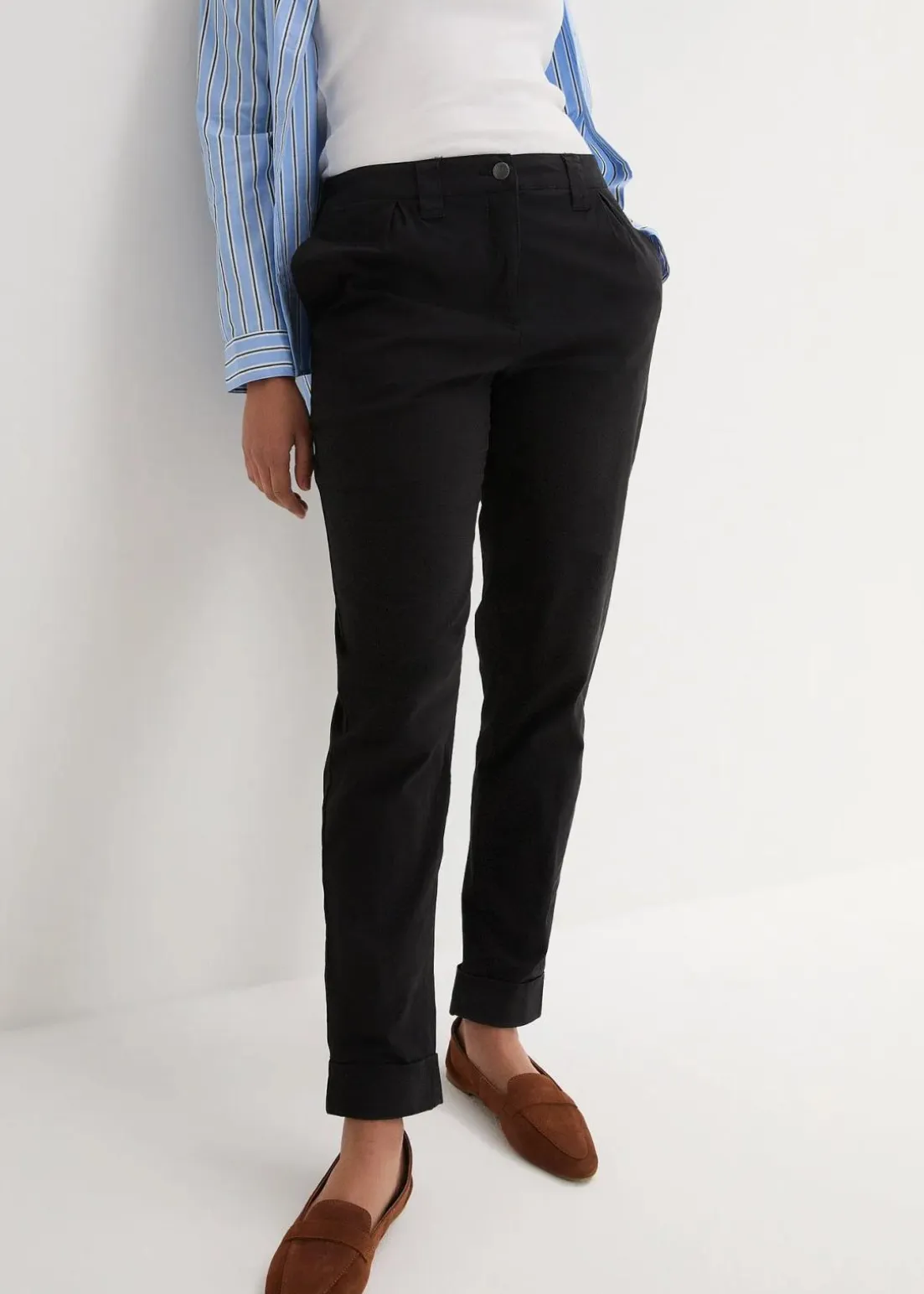 Chinohose aus Baumwolle, knöchellang