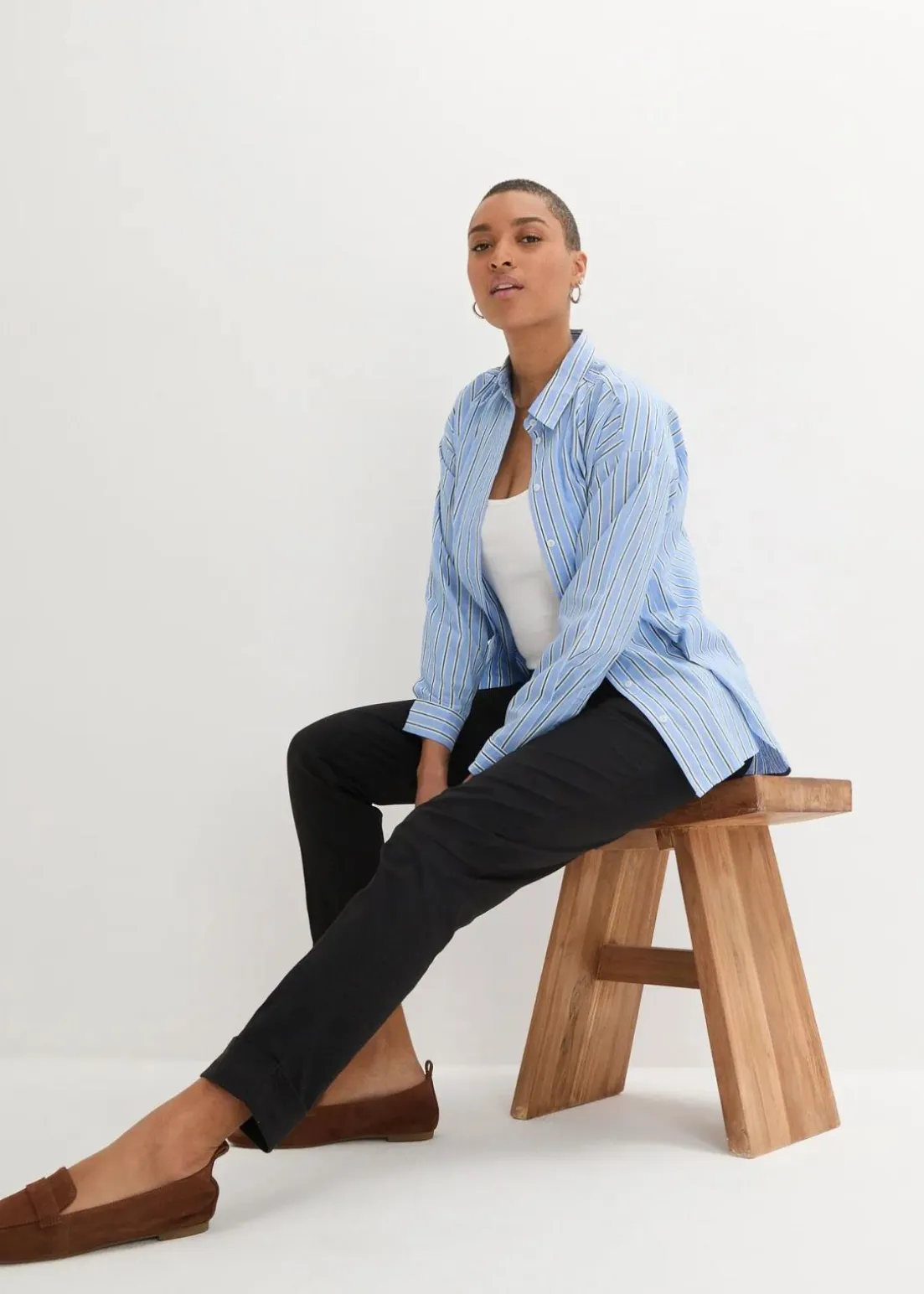 Chinohose aus Baumwolle, knöchellang