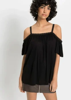 Cold-Shoulder-Shirt aus softer Viskose