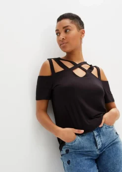 Cold-Shoulder-Shirt aus softer Viskose