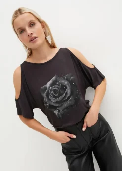 Cold-Shoulder-Shirt aus Viskose