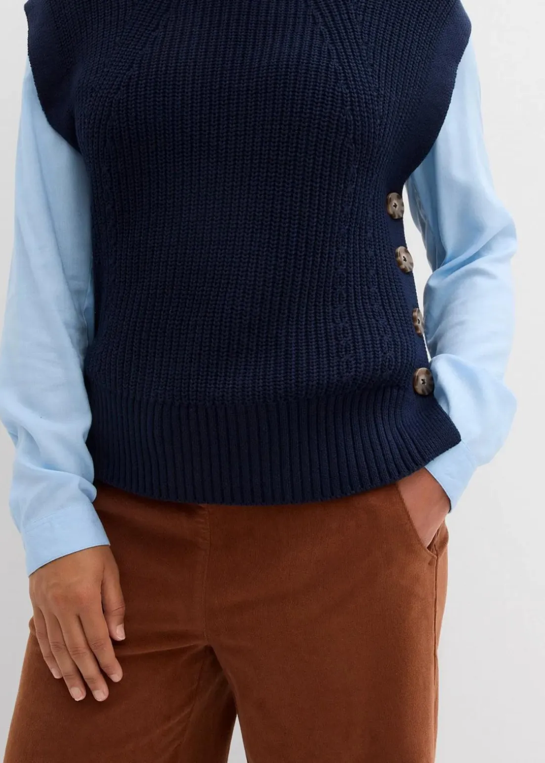 Cordhose mit Bequembund, High Waist