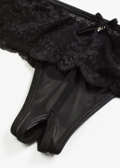 Corsage mit Strapshaltern + String ouvert (2-tlg.Set)