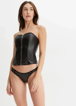 Corsage+String aus Lederimitat (2-tlg.Set)