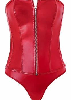 Corsage+String aus Lederimitat (2-tlg.Set)