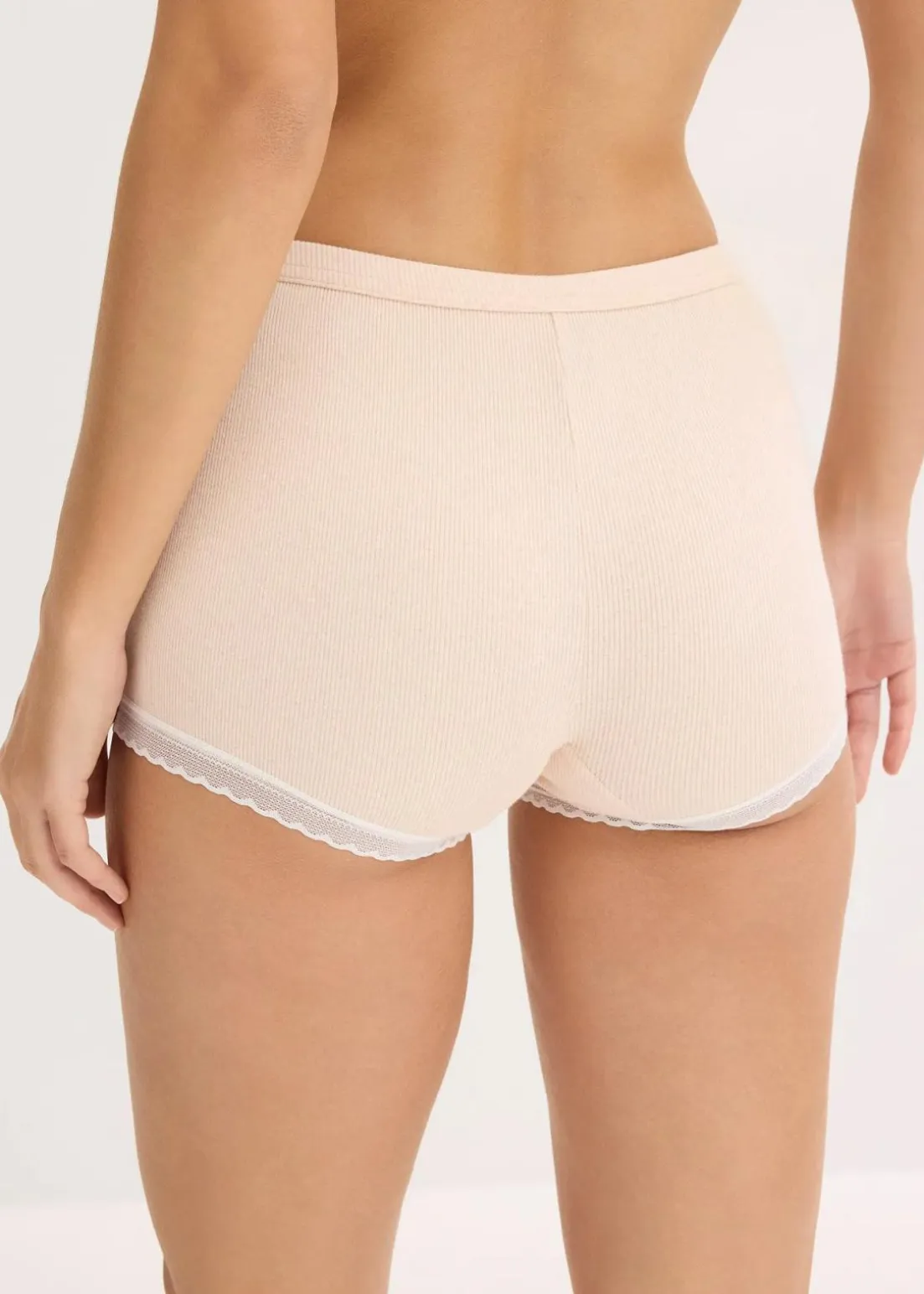 Damen Boxergerippt mit Spitze (4er Pack)