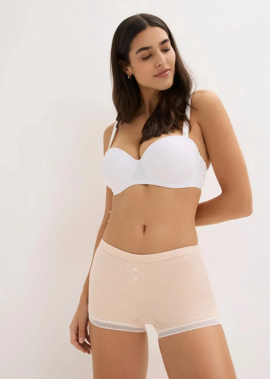 Damen Boxergerippt mit Spitze (4er Pack)