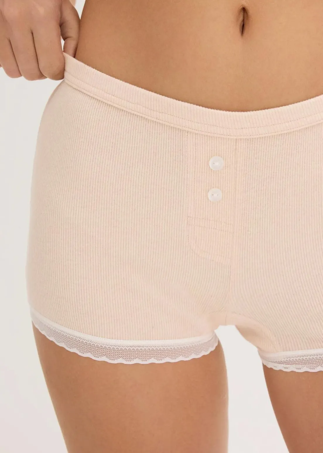 Damen Boxergerippt mit Spitze (4er Pack)