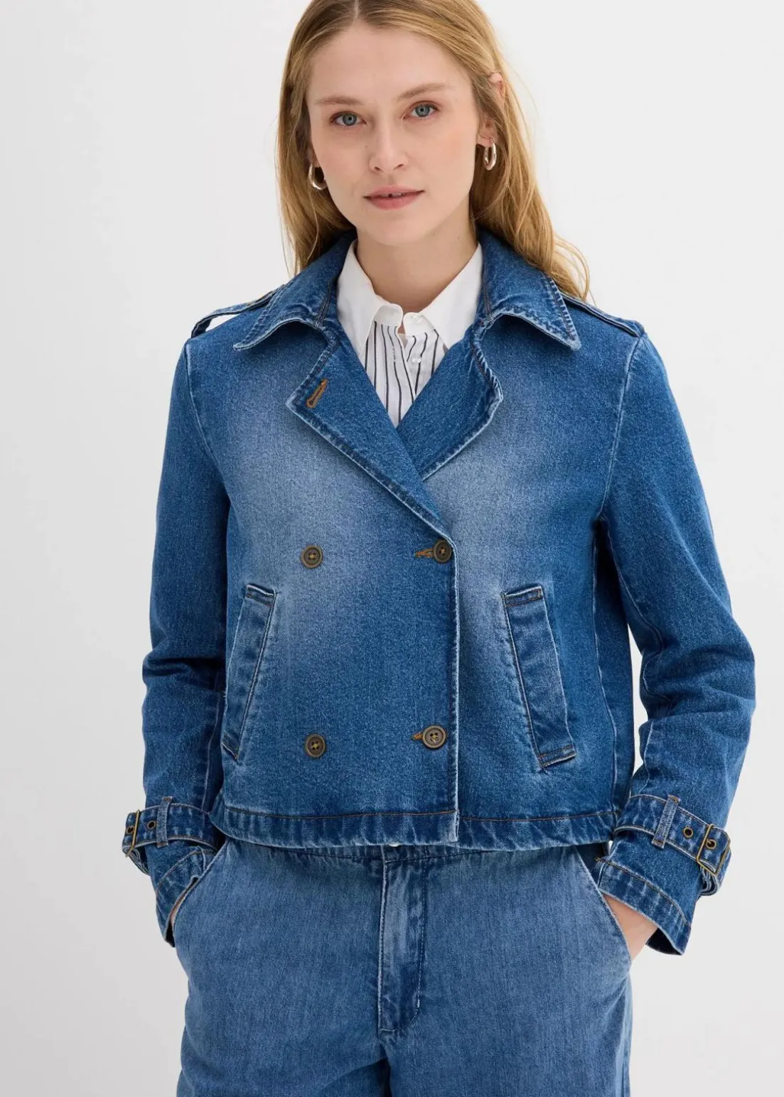 Denim Trenchjacke