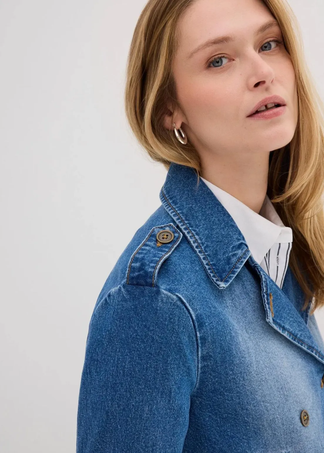 Denim Trenchjacke
