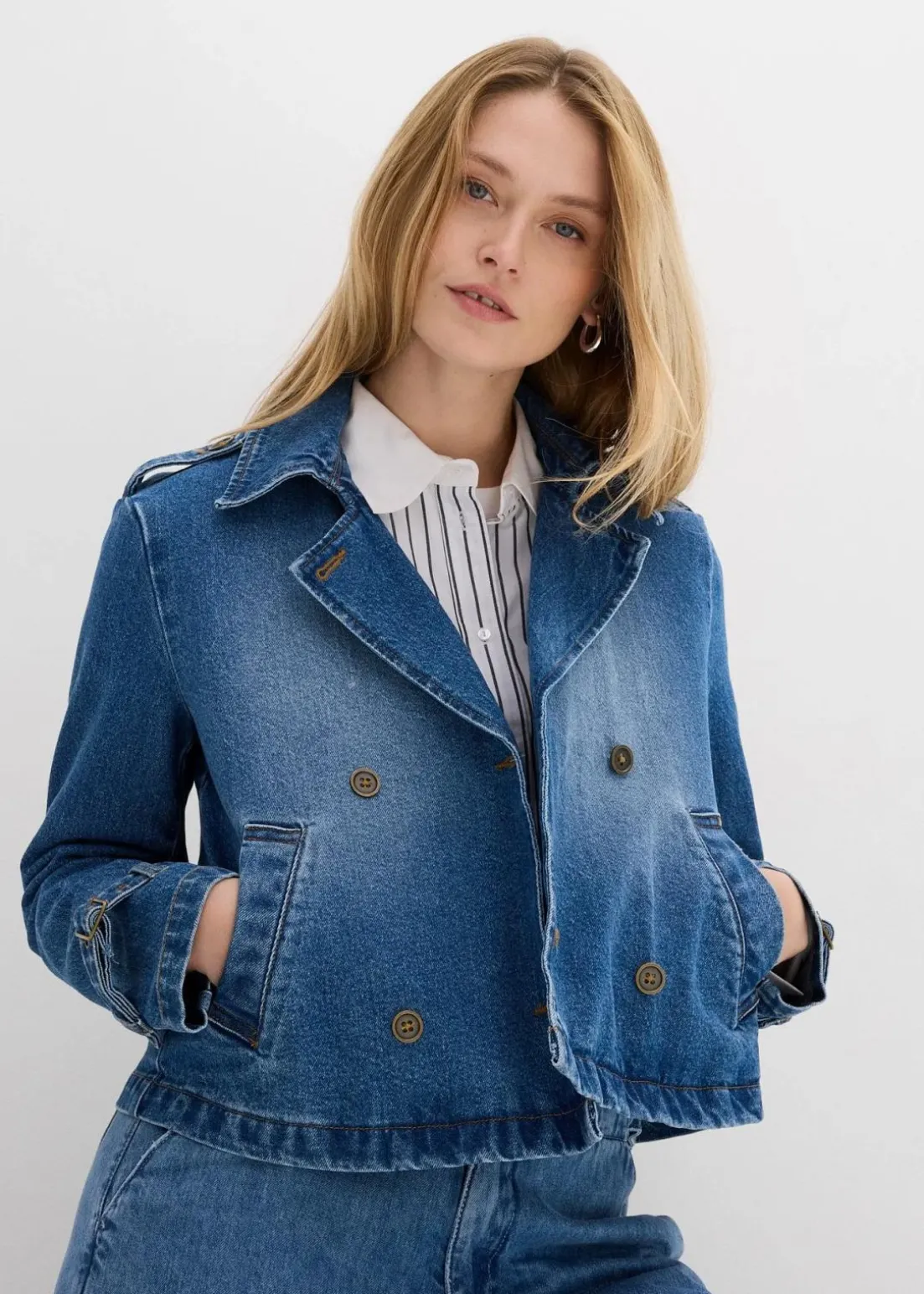 Denim Trenchjacke