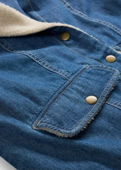 Denim-Wintermantel, warm gefüttert mit Teddy