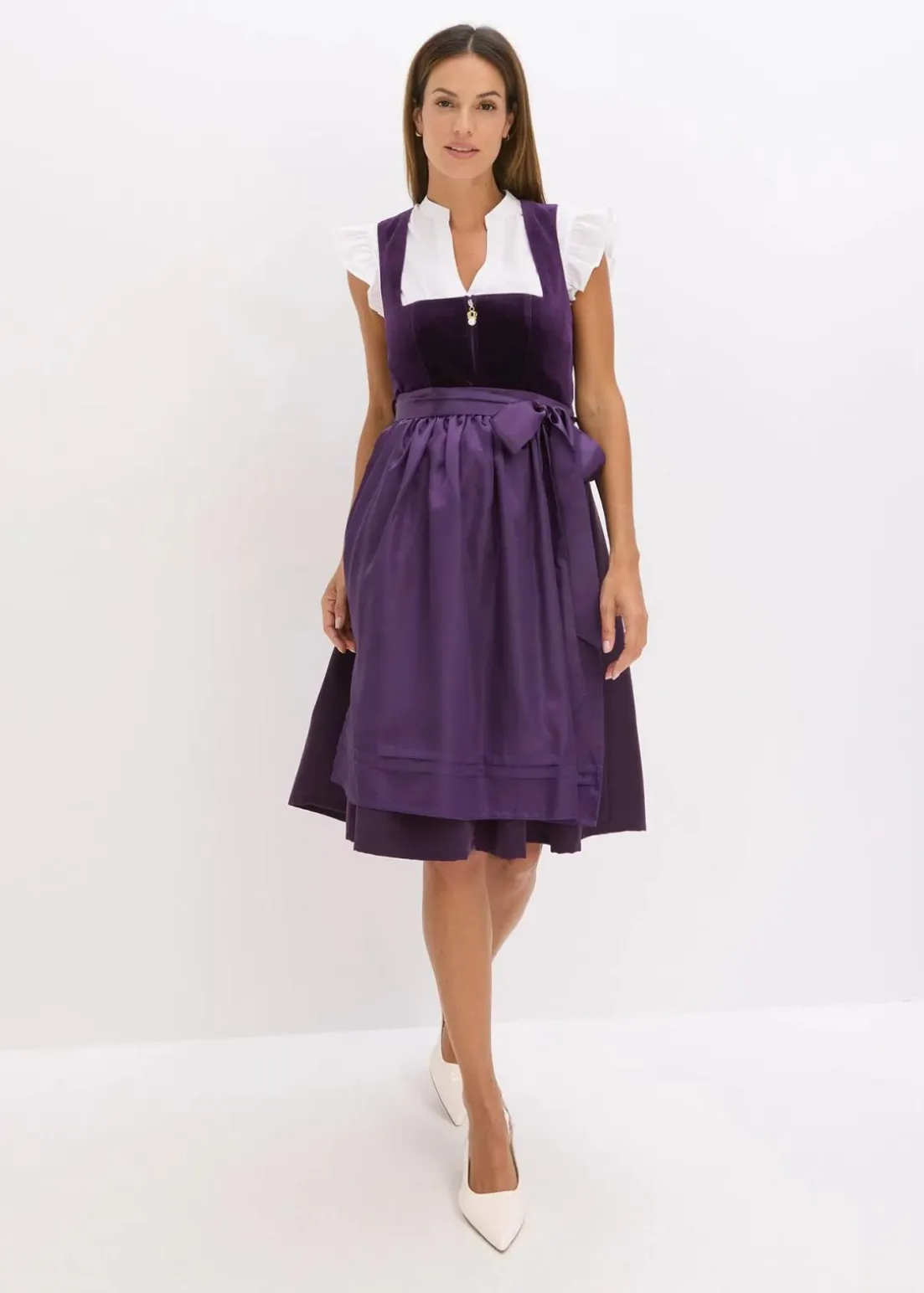 Dirndl mit Samt in Midilänge (2-tlg.Set)