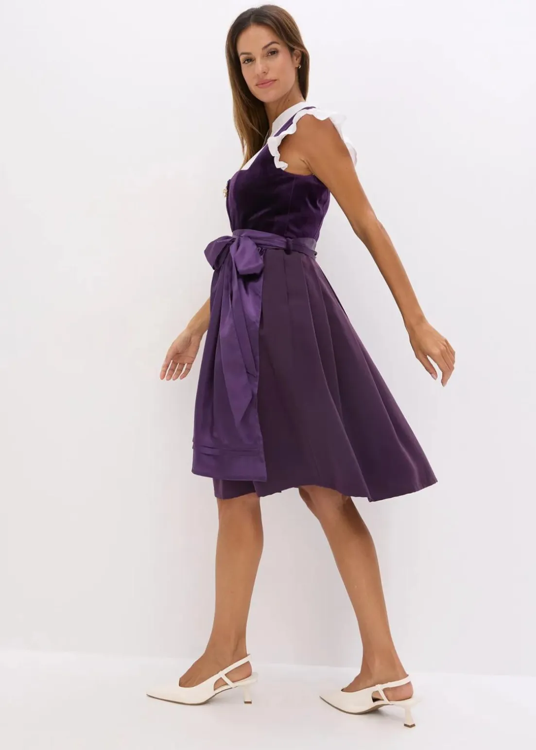 Dirndl mit Samt in Midilänge (2-tlg.Set)