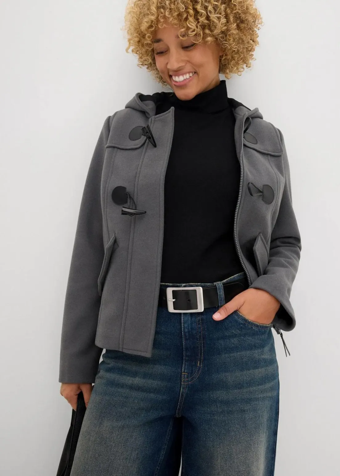 Duffle-Jacke, Wollimitat