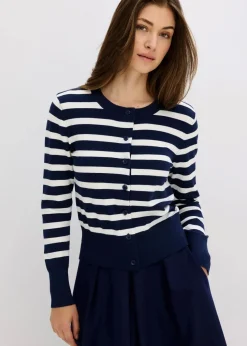 Feinstrick-Cardigan mit Streifen