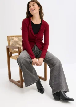 Feinstrickjacke aus fließendem Viskose-Mix