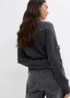 Feinstrickjacke mit Schleifen