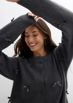 Feinstrickjacke mit Schleifen