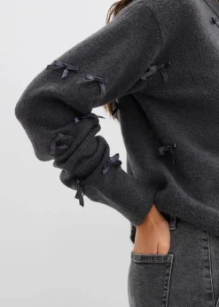 Feinstrickjacke mit Schleifen