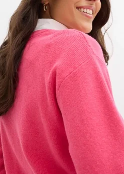 Feinstrickjacke, Rundhals