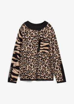 Feinstrickpullover im Leoprint Design