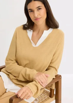 Feinstrickpullover mit Bluseneinsatz