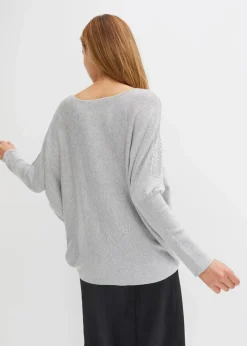 Feinstrickpullover mit Strass-Applikation