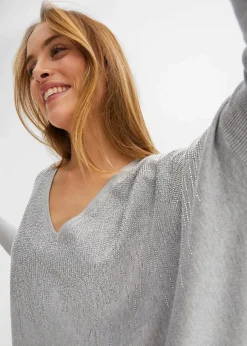 Feinstrickpullover mit Strass-Applikation