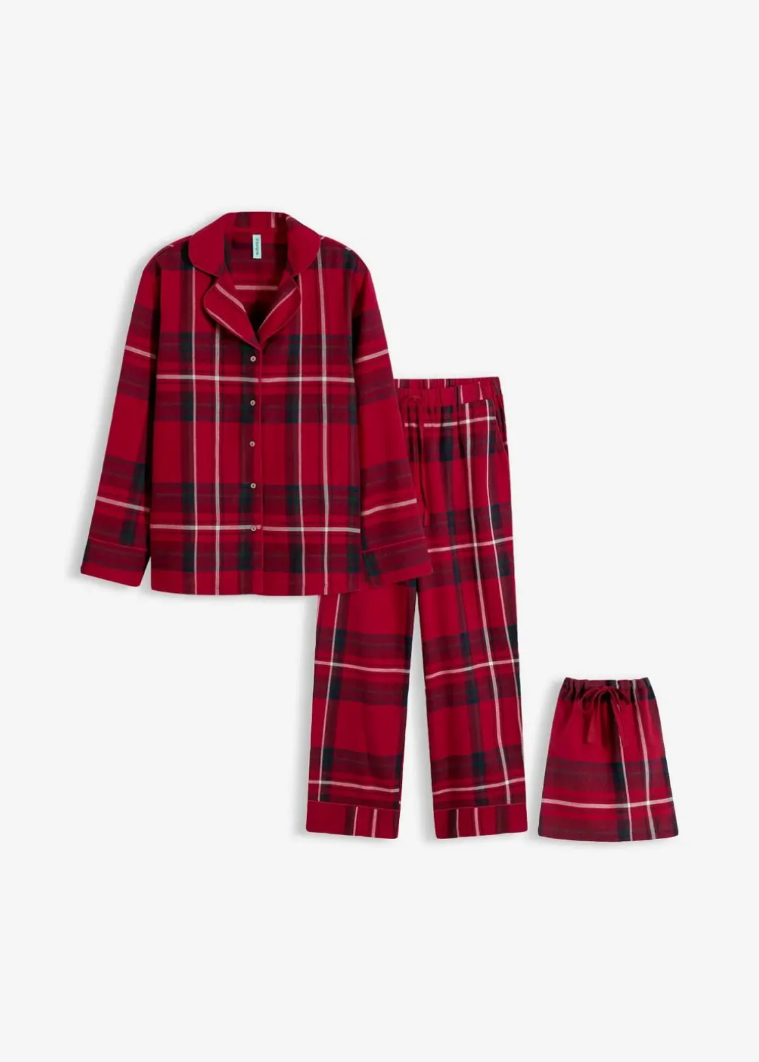 Flanell Pyjama aus weicher Baumwolle mit Geschenktasche