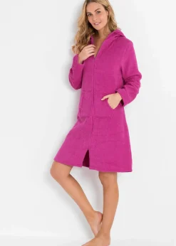 Frottee Bademantel aus Bio-Baumwolle mit Reißverschluss