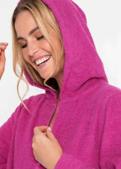 Frottee Bademantel aus Bio-Baumwolle mit Reißverschluss