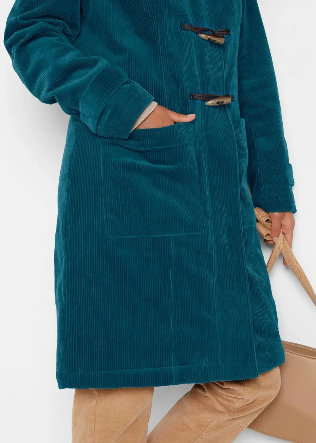 Gefütterter Cord-Dufflecoat