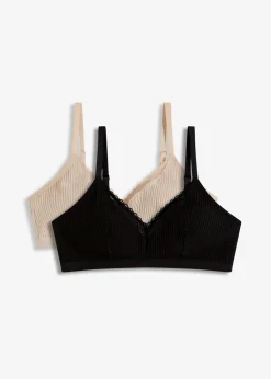 Gepolstertes Bralette ohne Bügel mit Bio-Baumwolle (2er Pack)