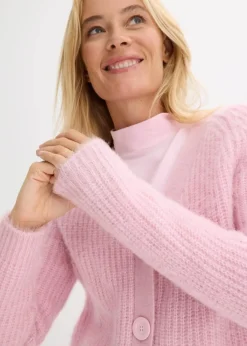 Gerippte Grobstrickjacke