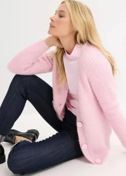 Gerippte Grobstrickjacke