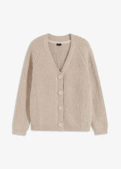 Gerippte Grobstrickjacke