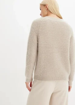 Gerippte Grobstrickjacke