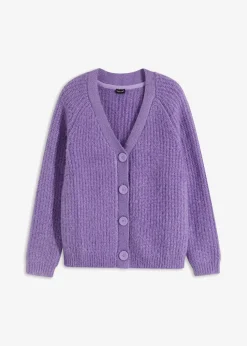 Gerippte Grobstrickjacke